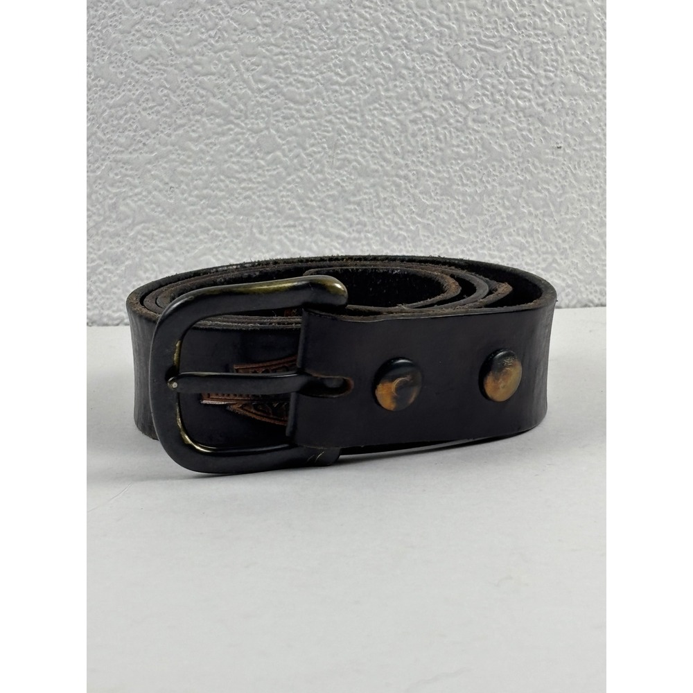 Harley-Davidson Belt Mens 40 Black Leather Widows Sons Biker Embossed Biker Goth - Picture 1 of 4